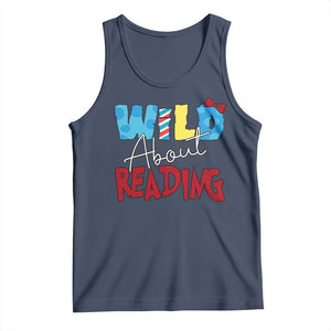 Funny Wild About Reading Tank Top Reader Lover Librarian TS11 Navy Print Your Wear