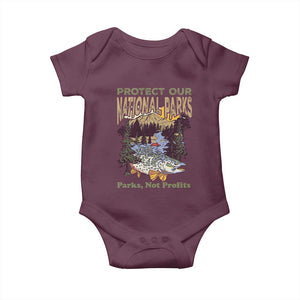 Protect Our National Parks Not Profits Baby Onesie Keep Wild Nature Fish Forest TS11 Maroon Print Your Wear