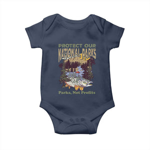Protect Our National Parks Not Profits Baby Onesie Keep Wild Nature Fish Forest TS11 Navy Print Your Wear