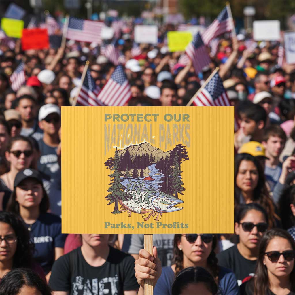 Protect Our National Parks Not Profits Protest Sign Keep Wild Nature Fish Forest TS11 Horizontal 18