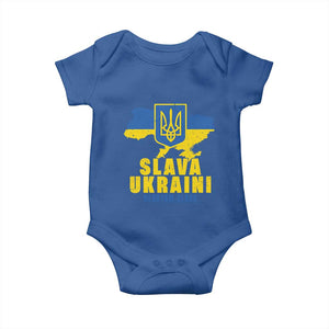 Slava Ukraini Heroyam Slava Baby Onesie Vintage Ukrainian Flag TS11 Royal Blue Print Your Wear