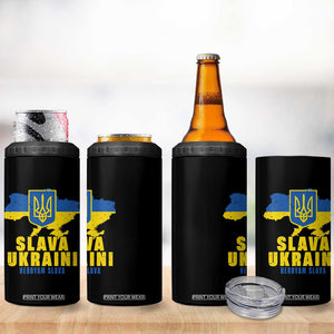 Slava Ukraini Heroyam Slava 4 in 1 Can Cooler Tumbler Vintage Ukrainian Flag TS11 Print Your Wear