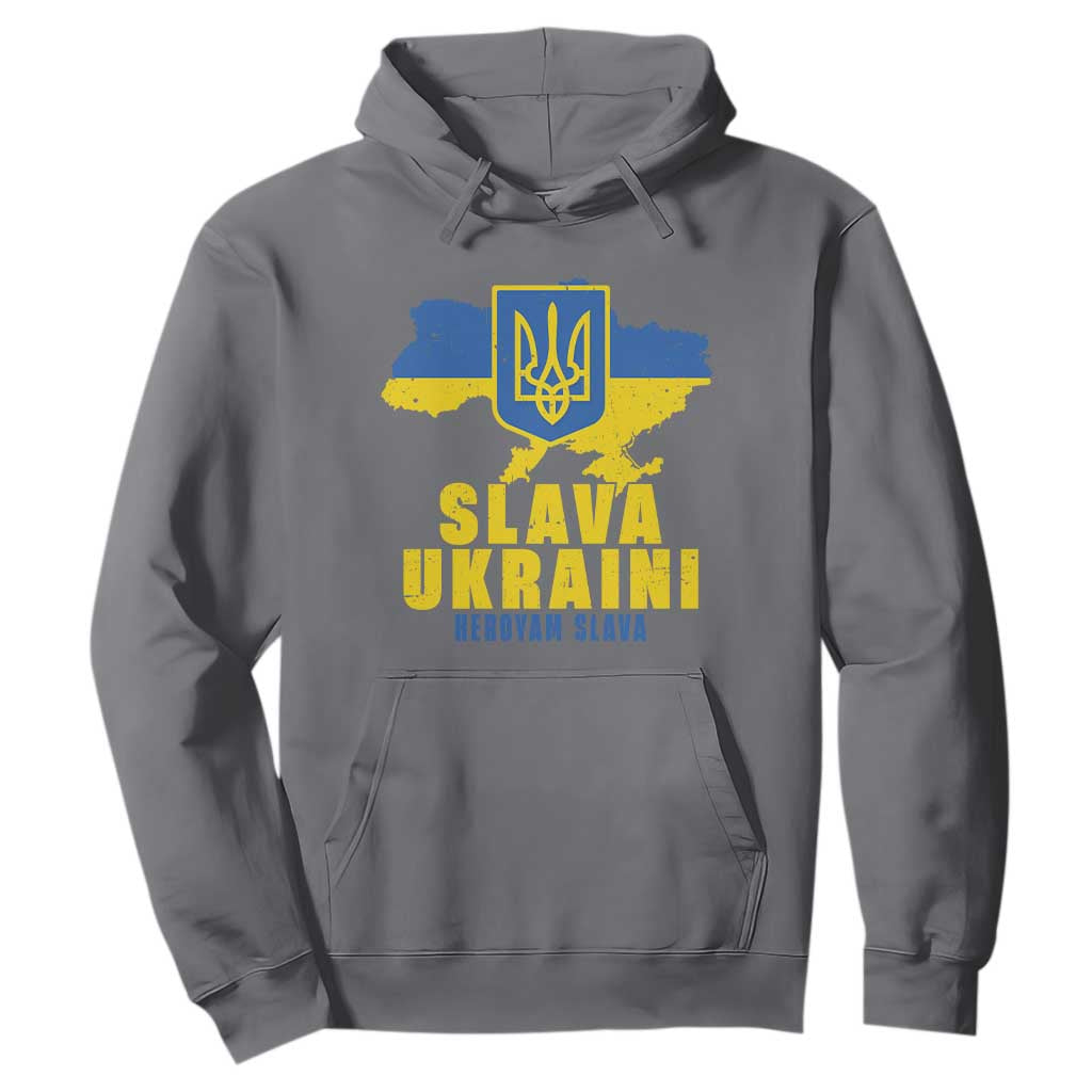Slava Ukraini Heroyam Slava Hoodie Vintage Ukrainian Flag TS11 Charcoal Print Your Wear