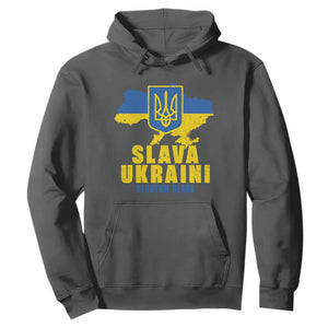 Slava Ukraini Heroyam Slava Hoodie Vintage Ukrainian Flag TS11 Dark Heather Print Your Wear