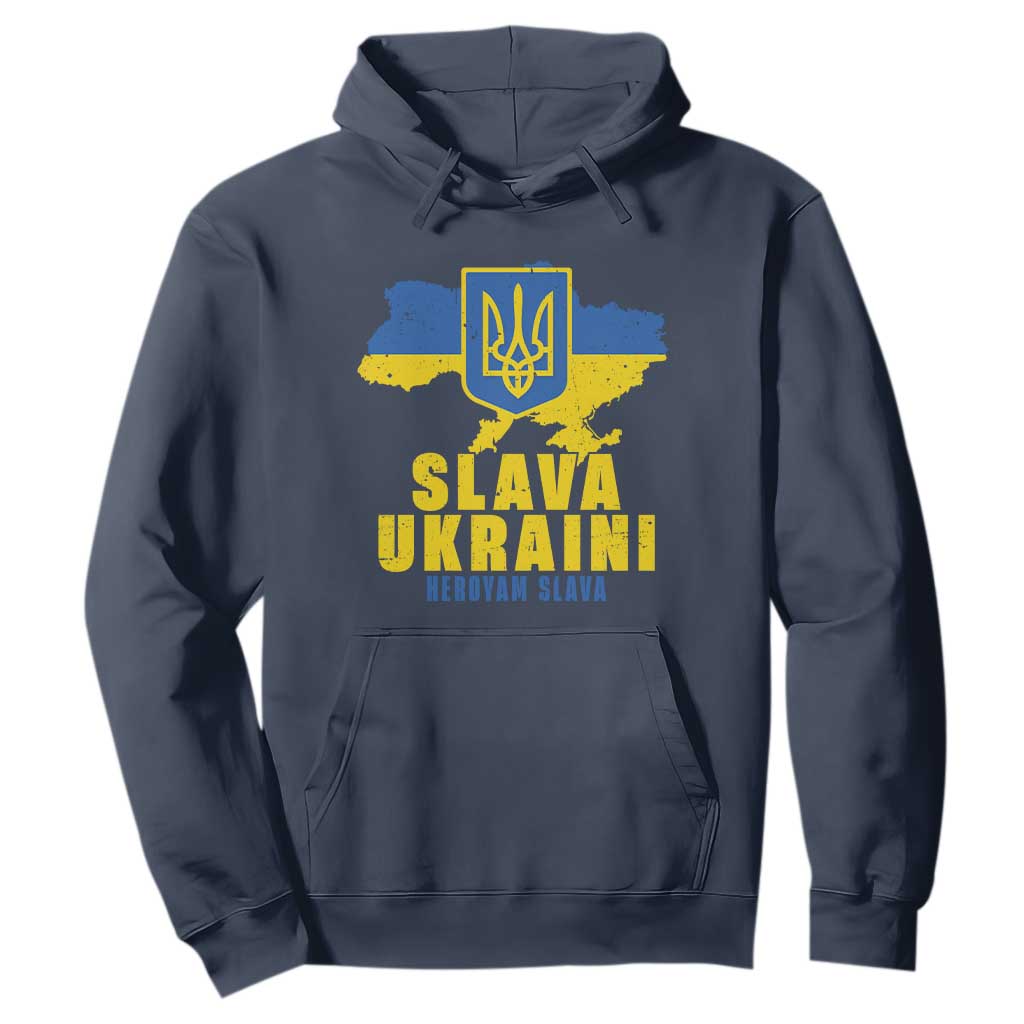 Slava Ukraini Heroyam Slava Hoodie Vintage Ukrainian Flag TS11 Navy Print Your Wear