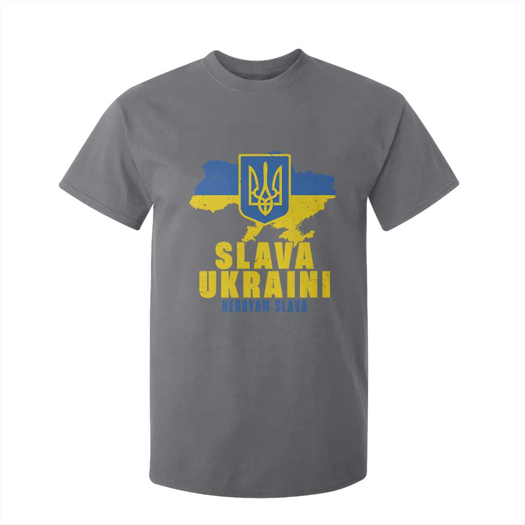 Slava Ukraini Heroyam Slava T Shirt For Kid Vintage Ukrainian Flag TS11 Charcoal Print Your Wear