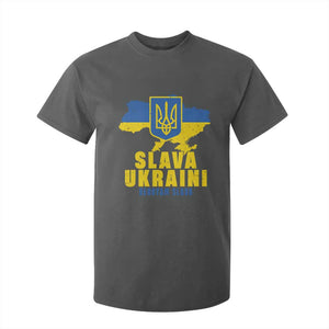 Slava Ukraini Heroyam Slava T Shirt For Kid Vintage Ukrainian Flag TS11 Dark Heather Print Your Wear