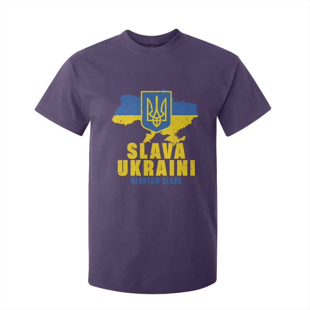 Slava Ukraini Heroyam Slava T Shirt For Kid Vintage Ukrainian Flag TS11 Purple Print Your Wear