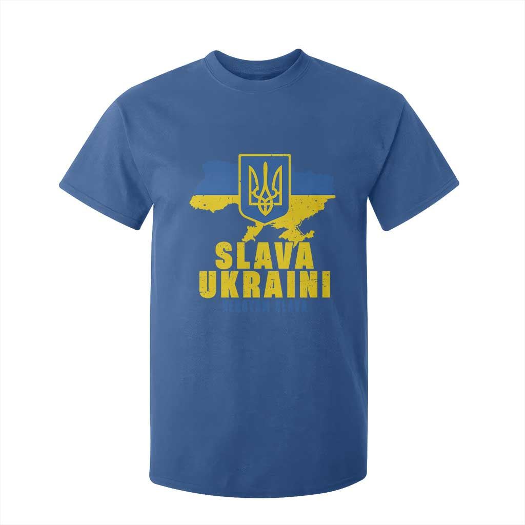 Slava Ukraini Heroyam Slava T Shirt For Kid Vintage Ukrainian Flag TS11 Royal Blue Print Your Wear
