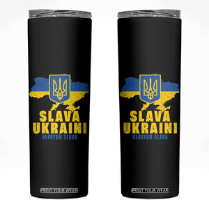 Slava Ukraini Heroyam Slava Skinny Tumbler Vintage Ukrainian Flag TS11 Black Print Your Wear
