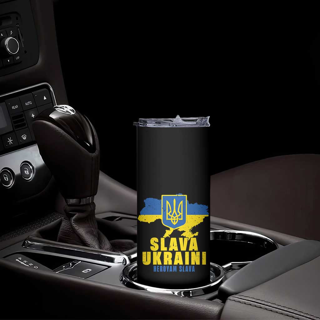 Slava Ukraini Heroyam Slava Skinny Tumbler Vintage Ukrainian Flag TS11 Print Your Wear