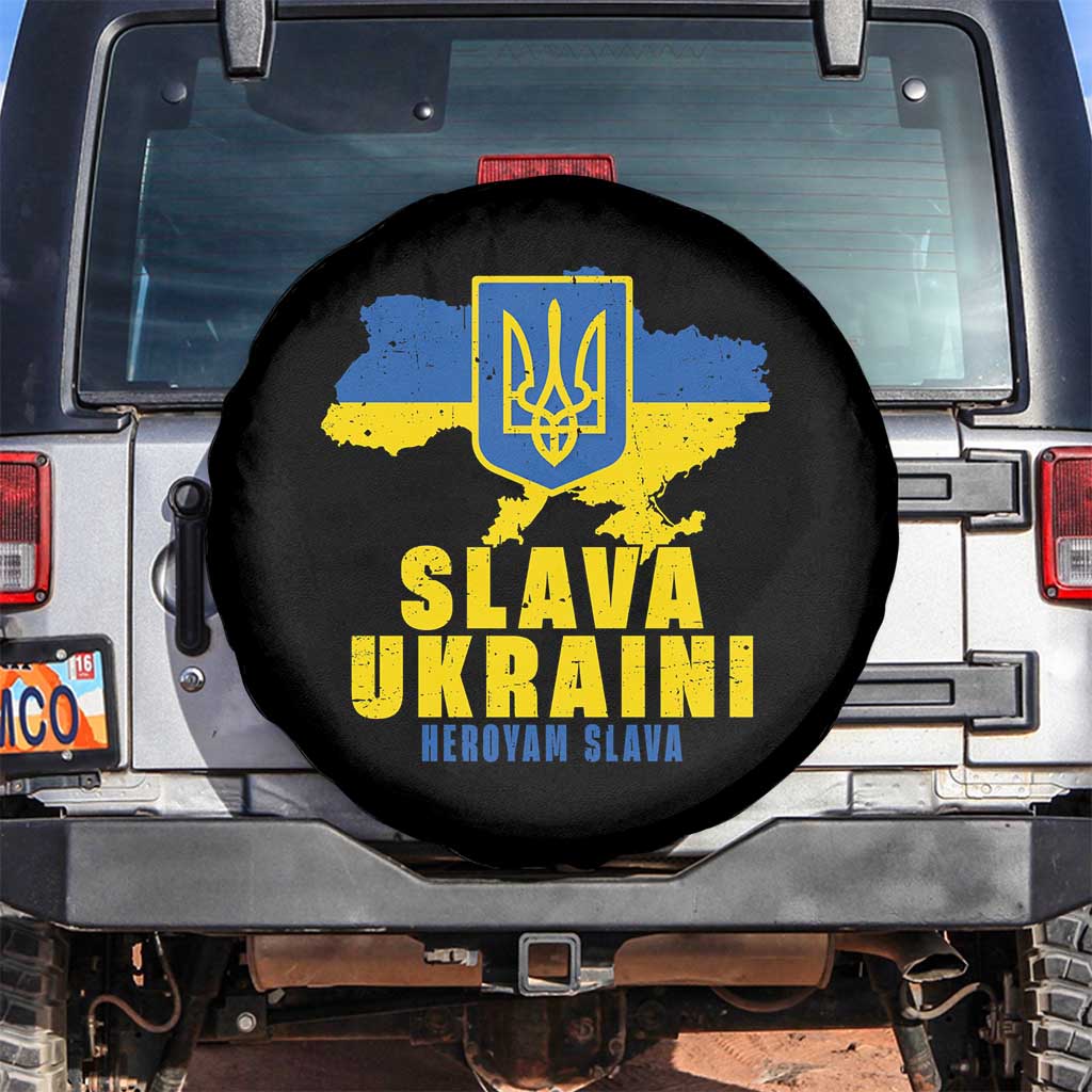Slava Ukraini Heroyam Slava Spare Tire Cover Vintage Ukrainian Flag TS11 No hole Black Print Your Wear