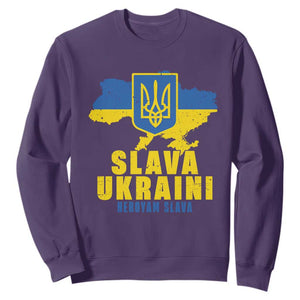 Slava Ukraini Heroyam Slava Sweatshirt Vintage Ukrainian Flag TS11 Purple Print Your Wear