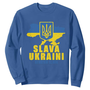Slava Ukraini Heroyam Slava Sweatshirt Vintage Ukrainian Flag TS11 Royal Blue Print Your Wear
