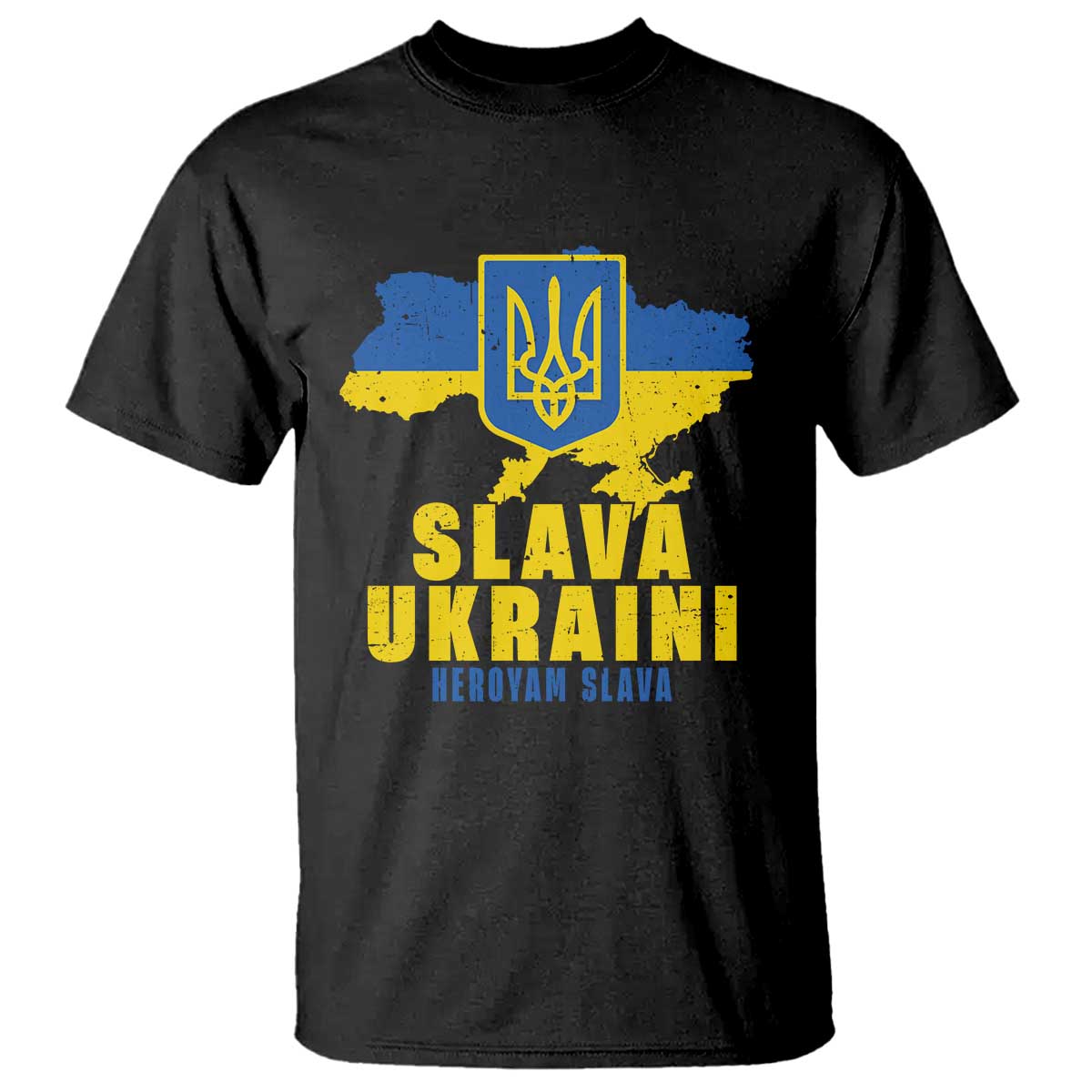 Slava Ukraini Heroyam Slava T Shirt Vintage Ukrainian Flag TS11 Black Print Your Wear