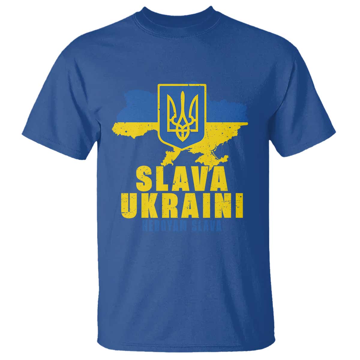Slava Ukraini Heroyam Slava T Shirt Vintage Ukrainian Flag TS11 Royal Blue Print Your Wear