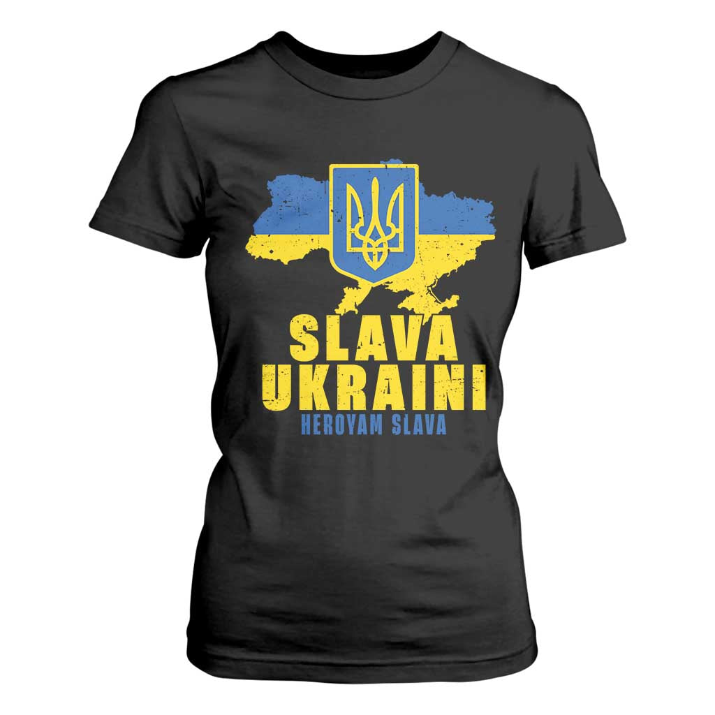 Slava Ukraini Heroyam Slava T Shirt For Women Vintage Ukrainian Flag TS11 Black Print Your Wear