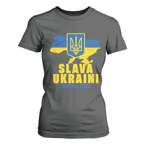Slava Ukraini Heroyam Slava T Shirt For Women Vintage Ukrainian Flag TS11 Dark Heather Print Your Wear