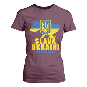 Slava Ukraini Heroyam Slava T Shirt For Women Vintage Ukrainian Flag TS11 Maroon Print Your Wear