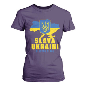 Slava Ukraini Heroyam Slava T Shirt For Women Vintage Ukrainian Flag TS11 Purple Print Your Wear
