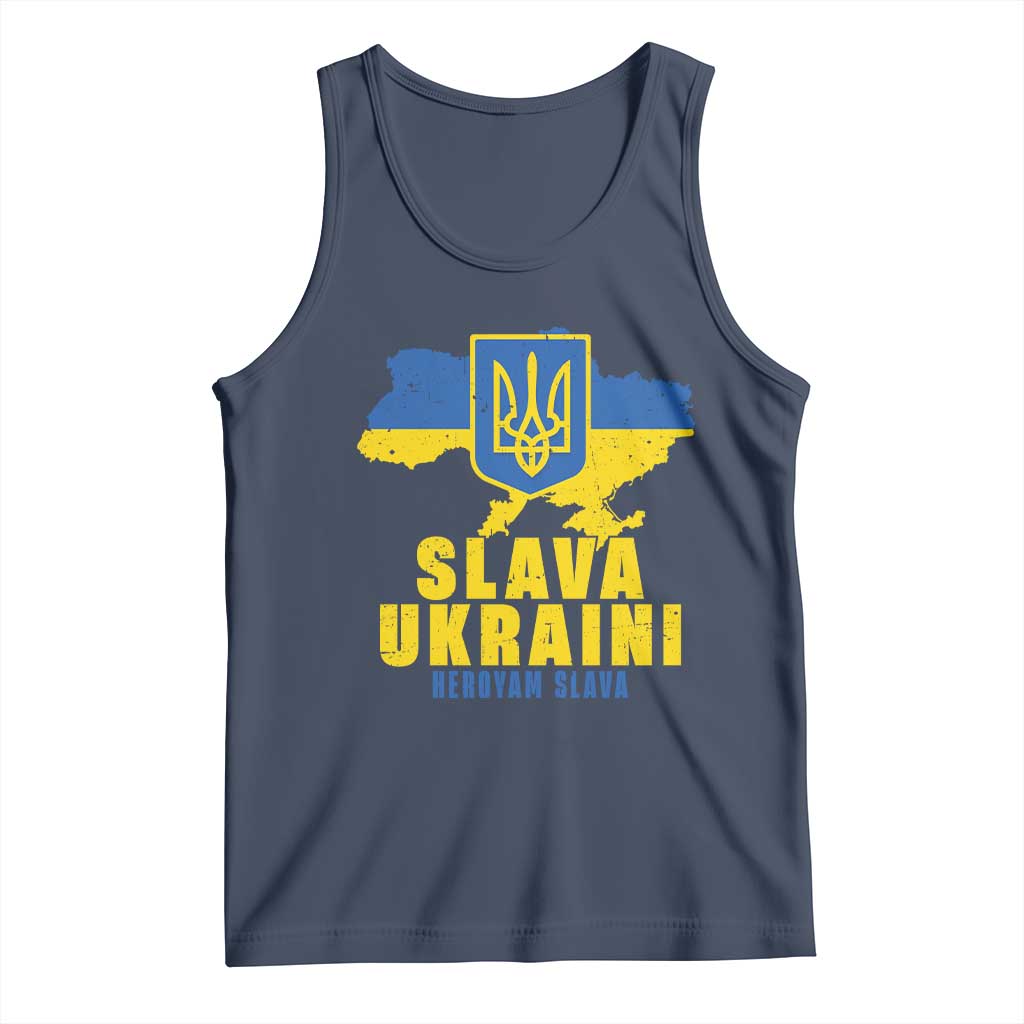 Slava Ukraini Heroyam Slava Tank Top Vintage Ukrainian Flag TS11 Navy Print Your Wear