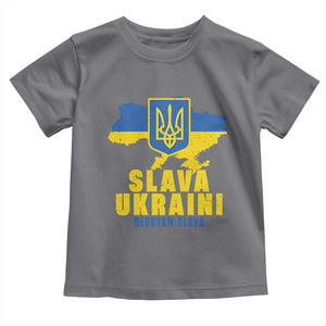 Slava Ukraini Heroyam Slava Toddler T Shirt Vintage Ukrainian Flag TS11 Charcoal Print Your Wear