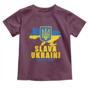 Slava Ukraini Heroyam Slava Toddler T Shirt Vintage Ukrainian Flag TS11 Maroon Print Your Wear