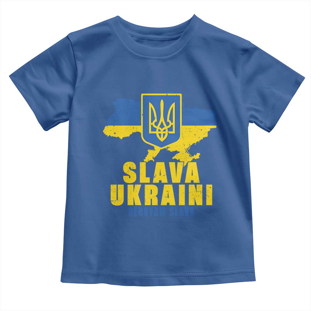 Slava Ukraini Heroyam Slava Toddler T Shirt Vintage Ukrainian Flag TS11 Royal Blue Print Your Wear