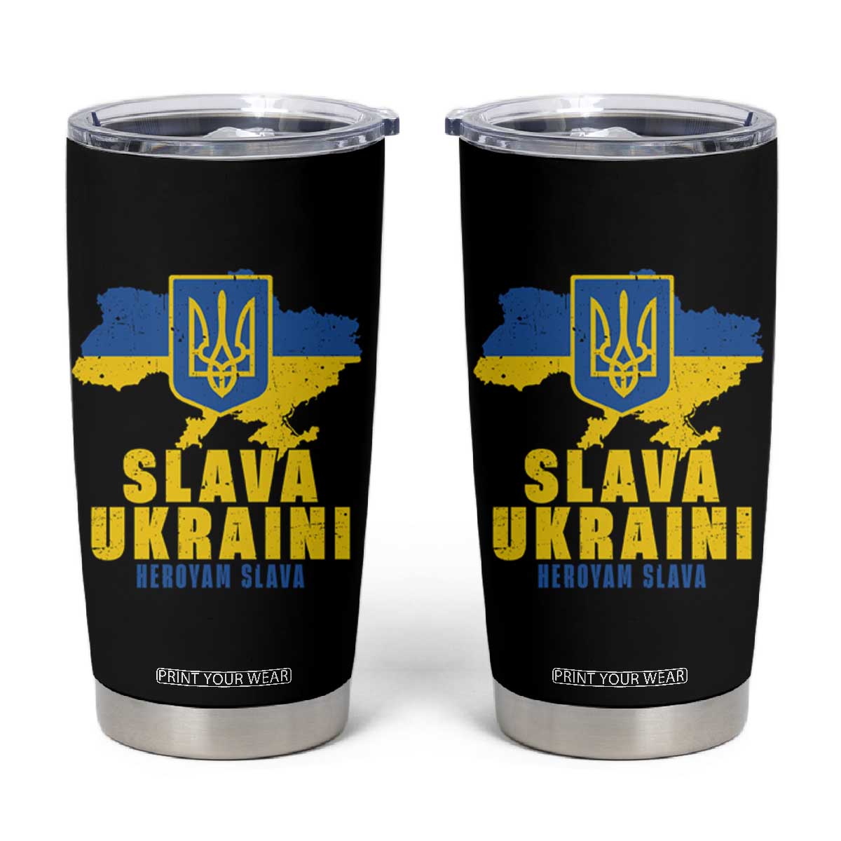 Slava Ukraini Heroyam Slava Tumbler Cup Vintage Ukrainian Flag TS11 Black Print Your Wear