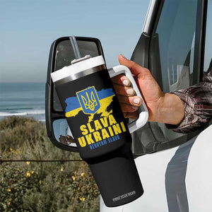 Slava Ukraini Heroyam Slava Tumbler With Handle Vintage Ukrainian Flag TS11 Print Your Wear