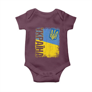 Ukraine Pride Ykpaiha Baby Onesie Vintage Ukrainian Flag TS11 Maroon Print Your Wear
