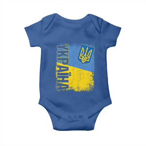 Ukraine Pride Ykpaiha Baby Onesie Vintage Ukrainian Flag TS11 Royal Blue Print Your Wear