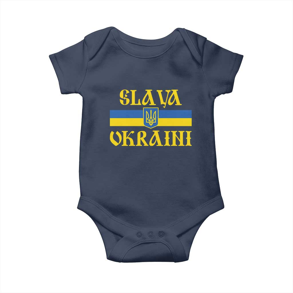 Ukraine Pride Slava Ukraini Baby Onesie Vintage Ukrainian Flag TS11 Navy Print Your Wear