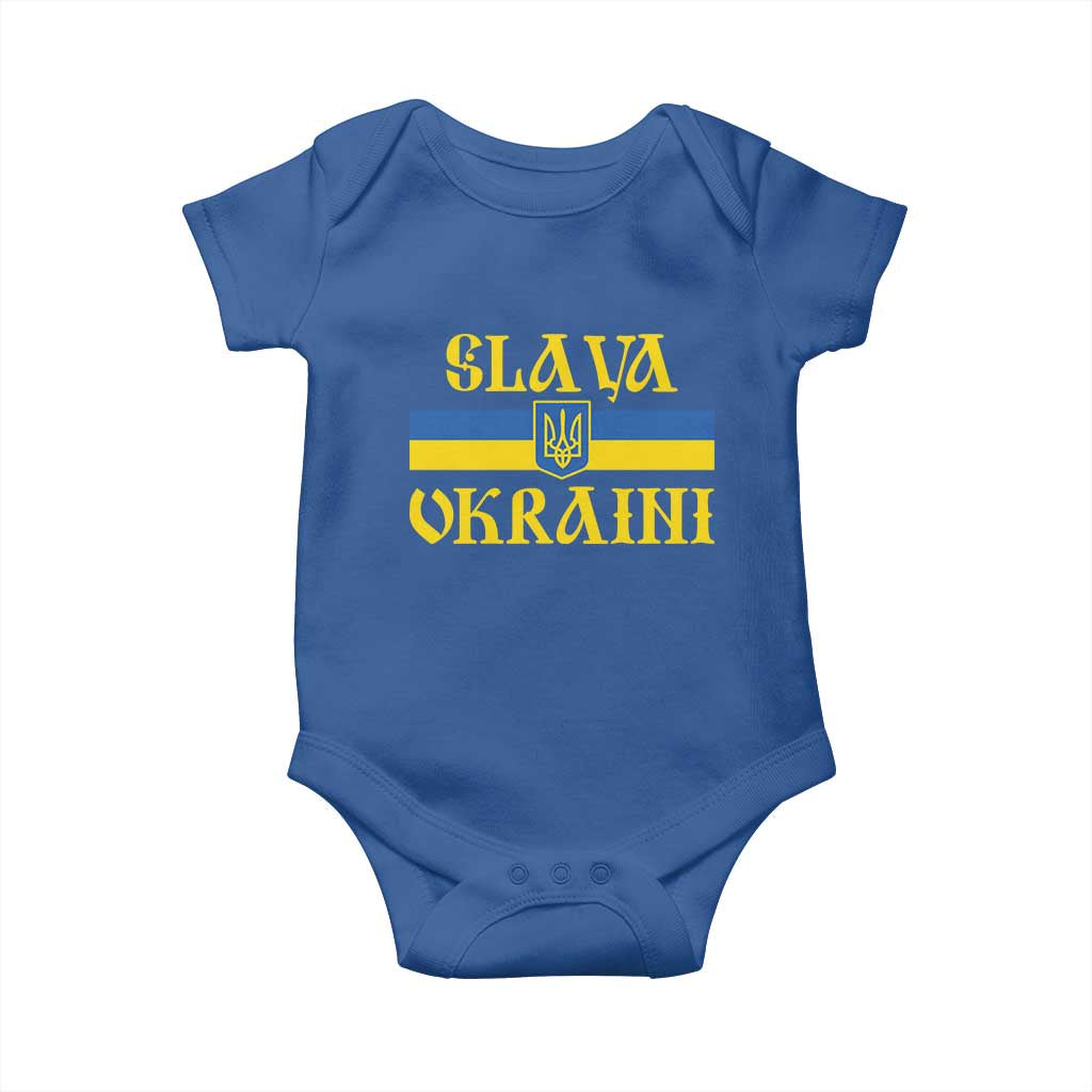 Ukraine Pride Slava Ukraini Baby Onesie Vintage Ukrainian Flag TS11 Royal Blue Print Your Wear