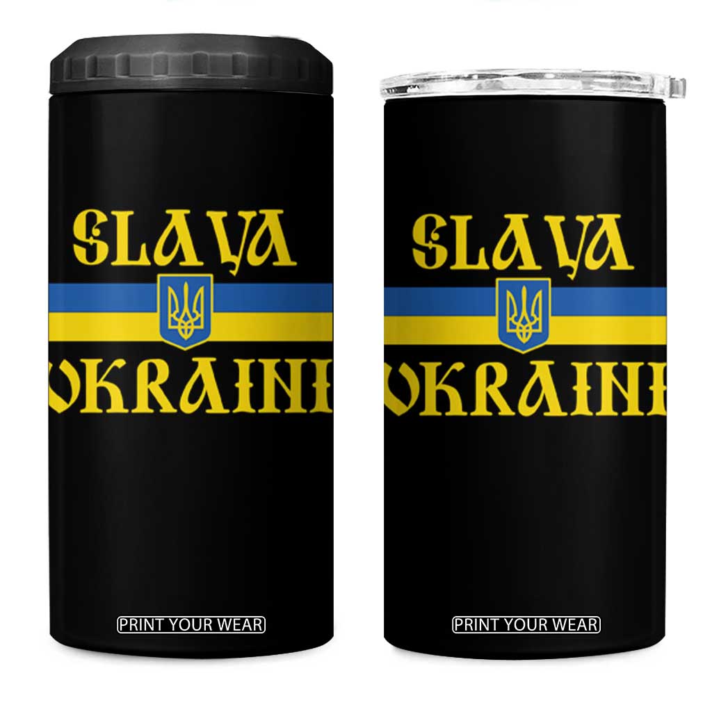 Ukraine Pride Slava Ukraini 4 in 1 Can Cooler Tumbler Vintage Ukrainian Flag TS11 One Size: 16 oz Black Print Your Wear