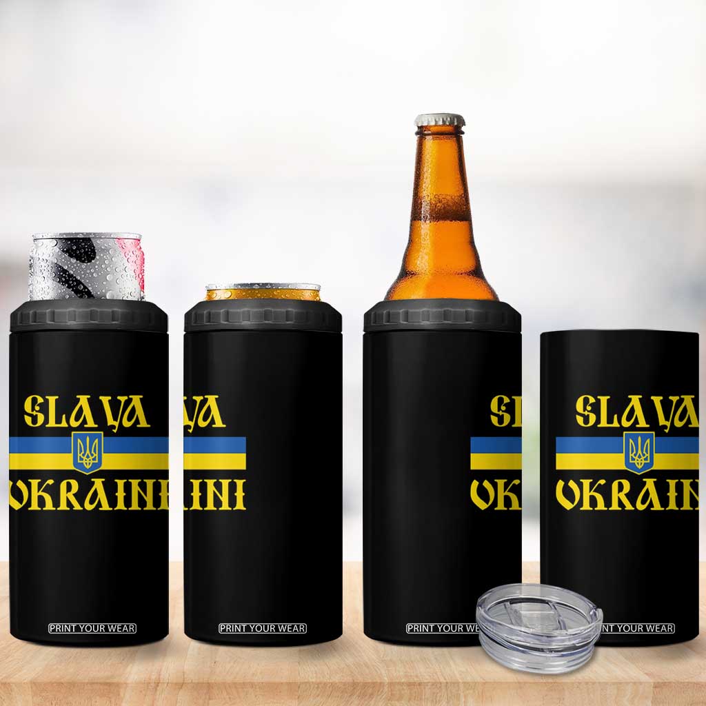 Ukraine Pride Slava Ukraini 4 in 1 Can Cooler Tumbler Vintage Ukrainian Flag TS11 Print Your Wear