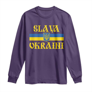 Ukraine Pride Slava Ukraini Long Sleeve Shirt Vintage Ukrainian Flag TS11 Purple Print Your Wear