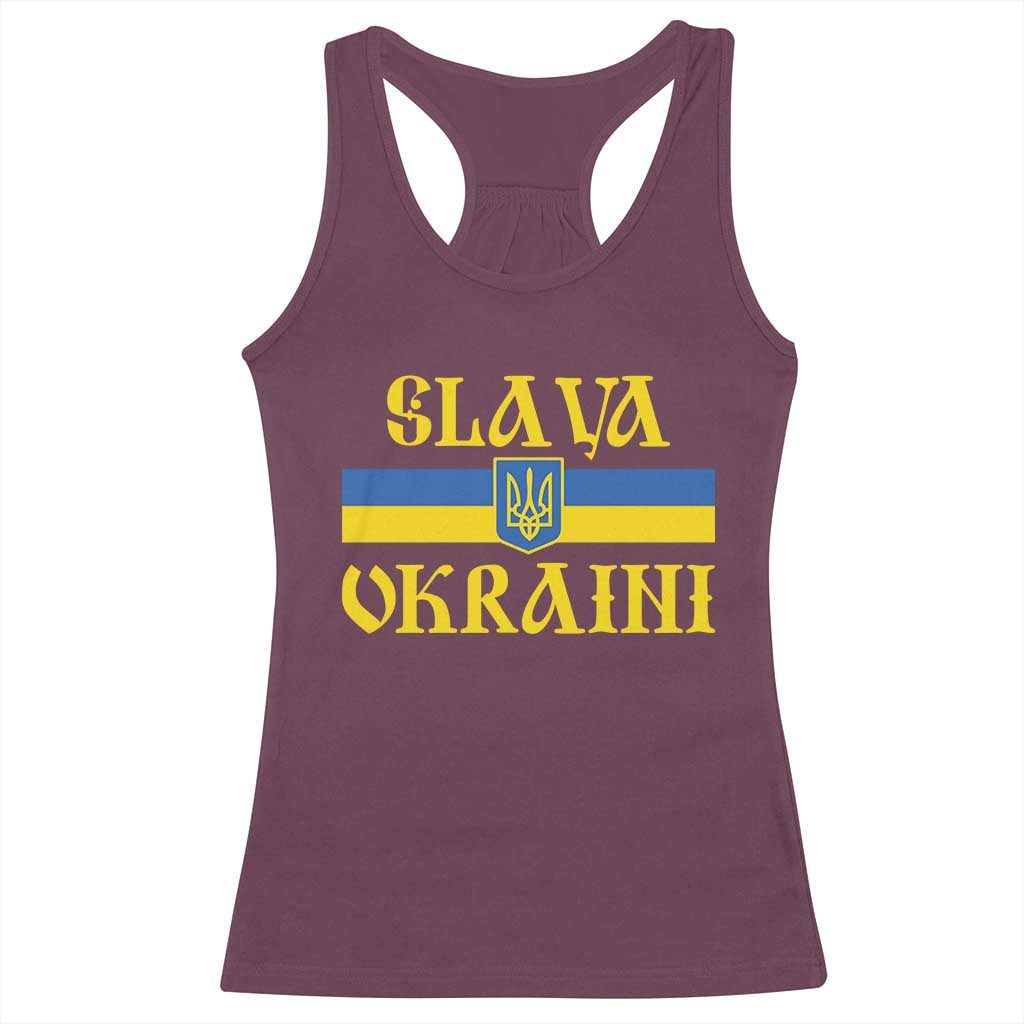 Ukraine Pride Slava Ukraini Racerback Tank Top Vintage Ukrainian Flag TS11 Maroon Print Your Wear