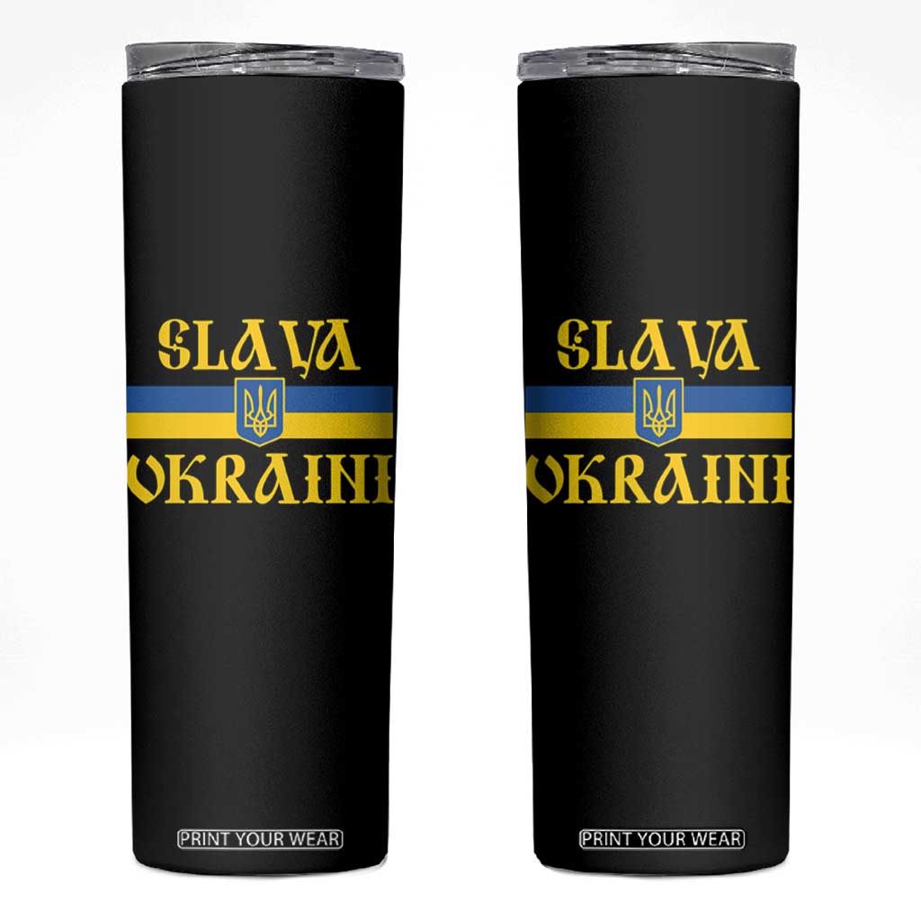 Ukraine Pride Slava Ukraini Skinny Tumbler Vintage Ukrainian Flag TS11 Black Print Your Wear