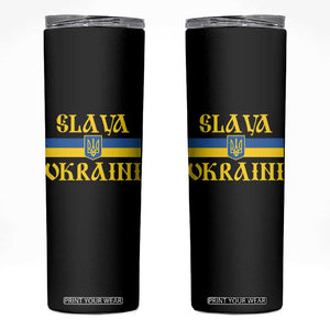 Ukraine Pride Slava Ukraini Skinny Tumbler Vintage Ukrainian Flag TS11 Black Print Your Wear