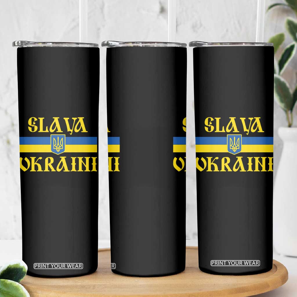 Ukraine Pride Slava Ukraini Skinny Tumbler Vintage Ukrainian Flag TS11 Print Your Wear