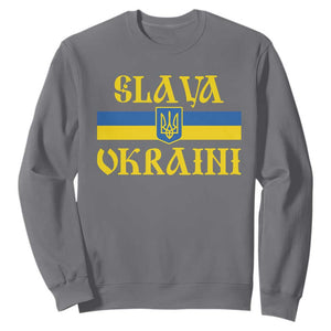 Ukraine Pride Slava Ukraini Sweatshirt Vintage Ukrainian Flag TS11 Charcoal Print Your Wear