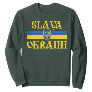 Ukraine Pride Slava Ukraini Sweatshirt Vintage Ukrainian Flag TS11 Dark Forest Green Print Your Wear