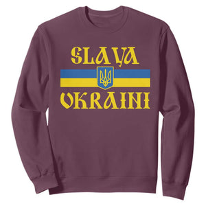 Ukraine Pride Slava Ukraini Sweatshirt Vintage Ukrainian Flag TS11 Maroon Print Your Wear