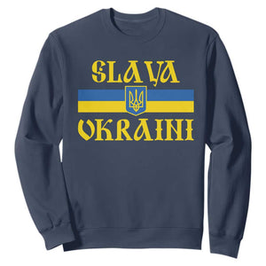 Ukraine Pride Slava Ukraini Sweatshirt Vintage Ukrainian Flag TS11 Navy Print Your Wear