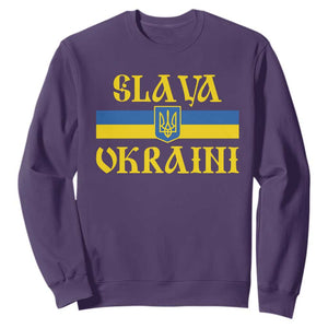 Ukraine Pride Slava Ukraini Sweatshirt Vintage Ukrainian Flag TS11 Purple Print Your Wear
