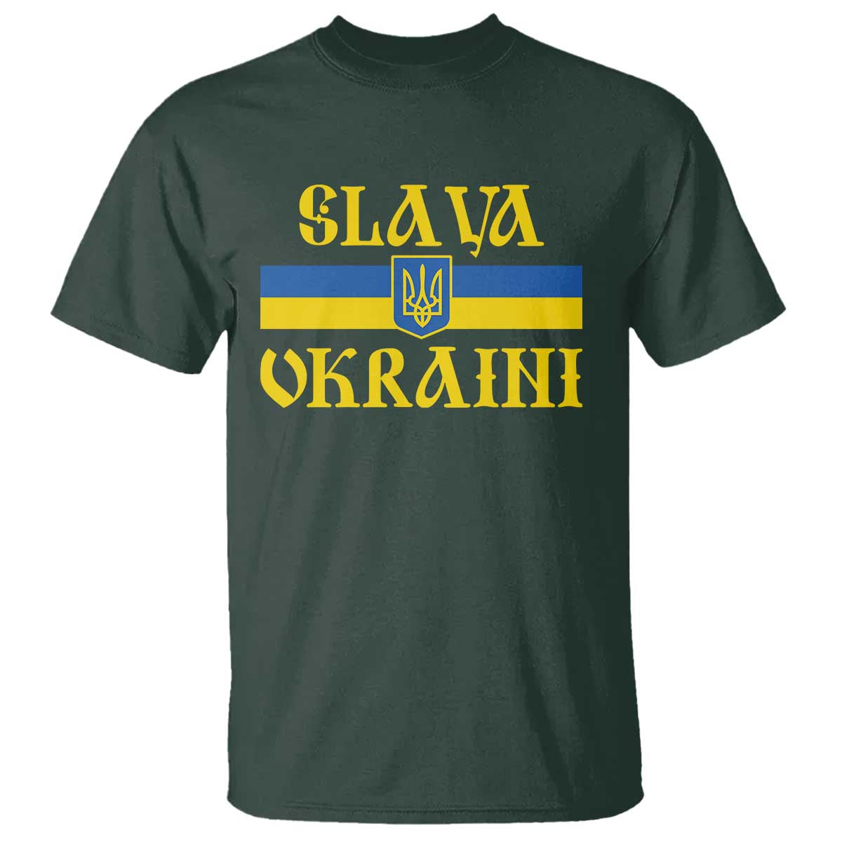 Ukraine Pride Slava Ukraini T Shirt Vintage Ukrainian Flag TS11 Dark Forest Green Print Your Wear