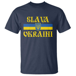 Ukraine Pride Slava Ukraini T Shirt Vintage Ukrainian Flag TS11 Navy Print Your Wear