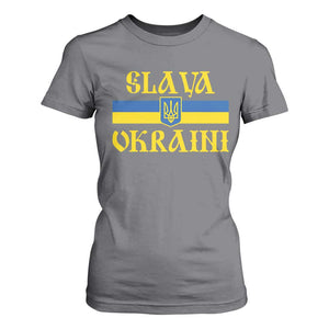 Ukraine Pride Slava Ukraini T Shirt For Women Vintage Ukrainian Flag TS11 Charcoal Print Your Wear