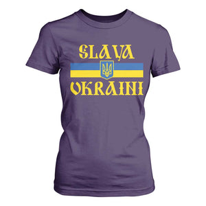 Ukraine Pride Slava Ukraini T Shirt For Women Vintage Ukrainian Flag TS11 Purple Print Your Wear